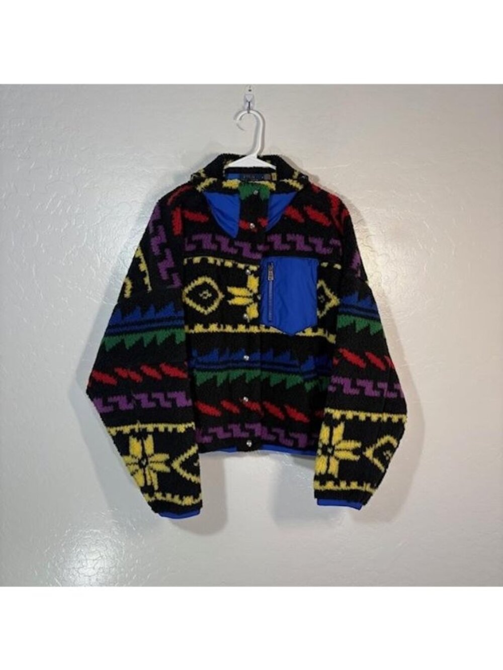 Polo Ralph Lauren Jacket Womens Medium Fleece Aztec Snap Front Tribal Southwest
